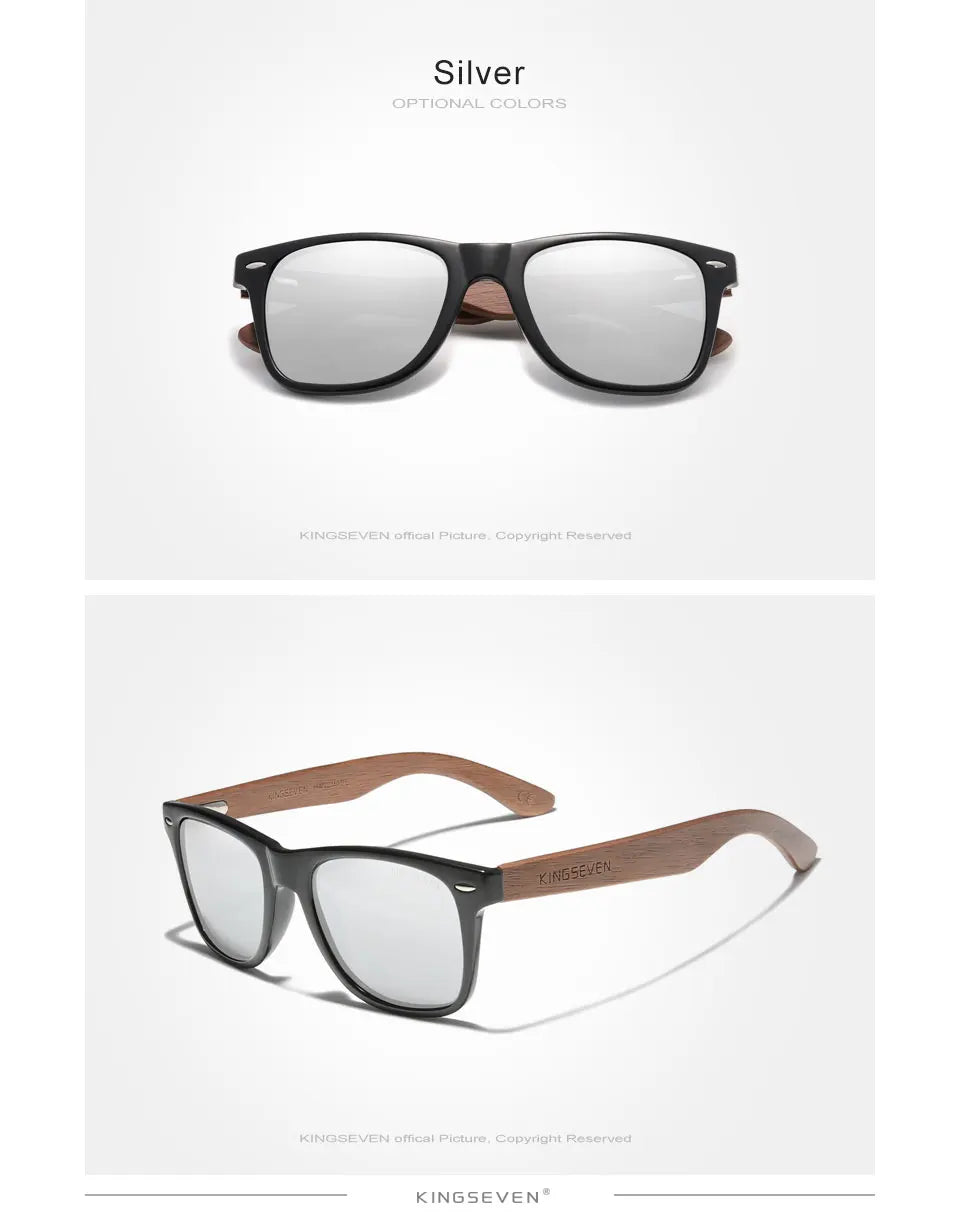 KINGSEVEN Black Walnut Sunglasses Silver