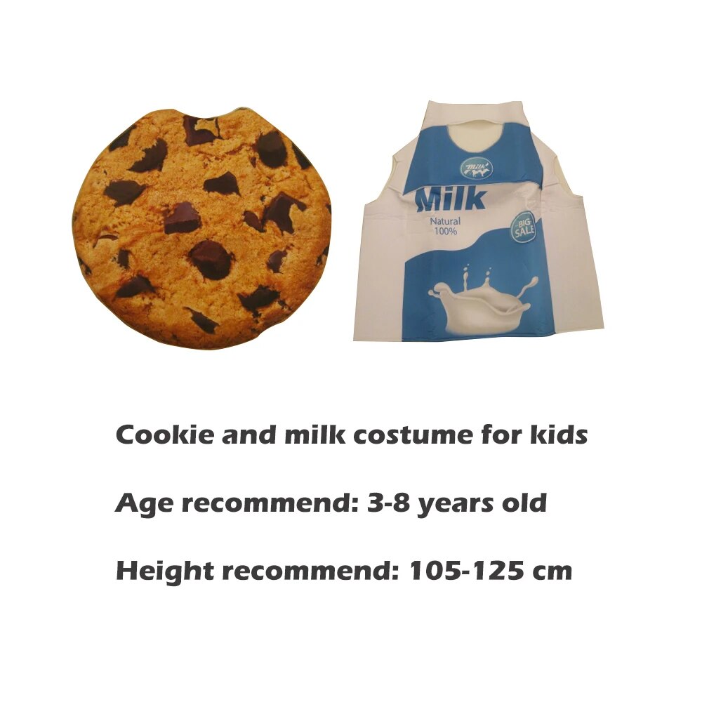 Eraspooky Funny Food Cosplay Children Cookie Milk Costume