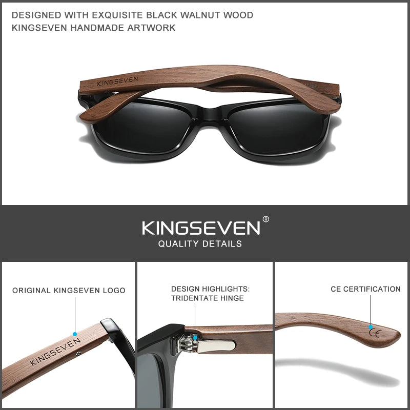 KINGSEVEN Black Walnut Sunglasses Black