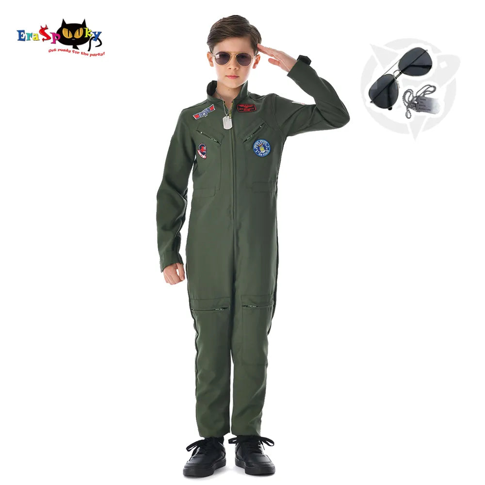 Eraspooky Retro Movie Top Gun Cosplay Military Pilot Costume