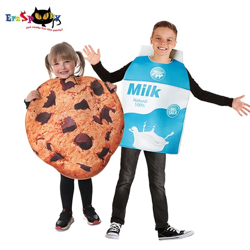 Eraspooky Funny Food Cosplay Children Cookie Milk Costume