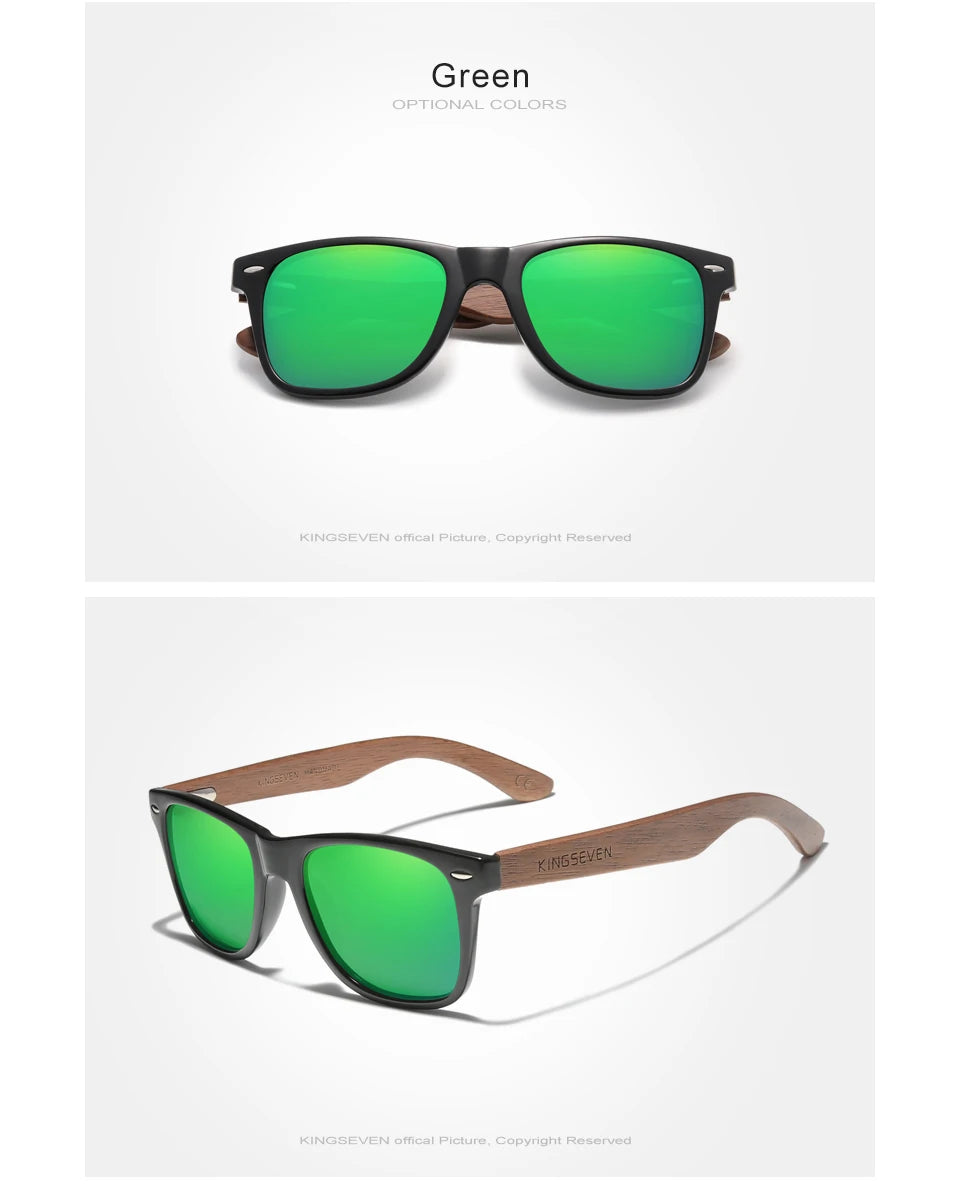 KINGSEVEN Black Walnut Sunglasses Green