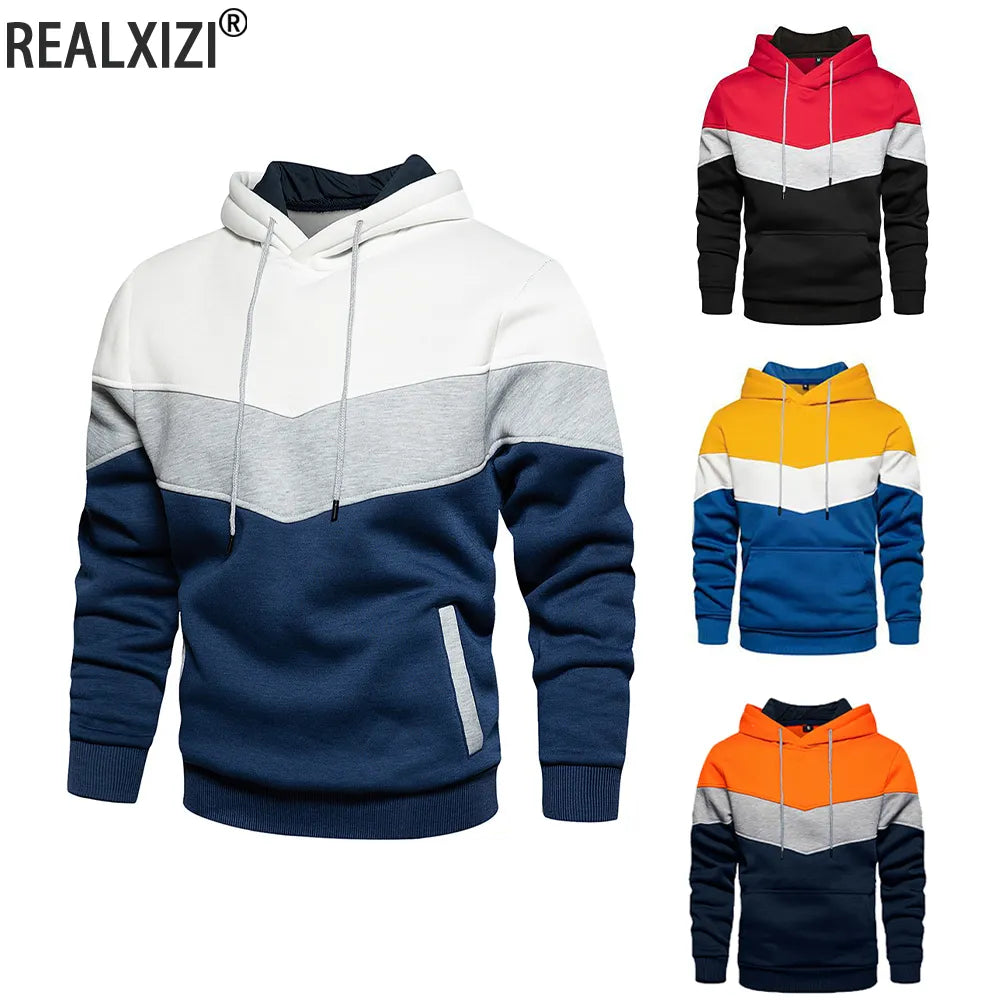 Men Hoodies Streetwear Fashion Pullover Autumn Winter Fleece Warm Long Sleeve Outwear Sweatshirts Casual Sport Tops