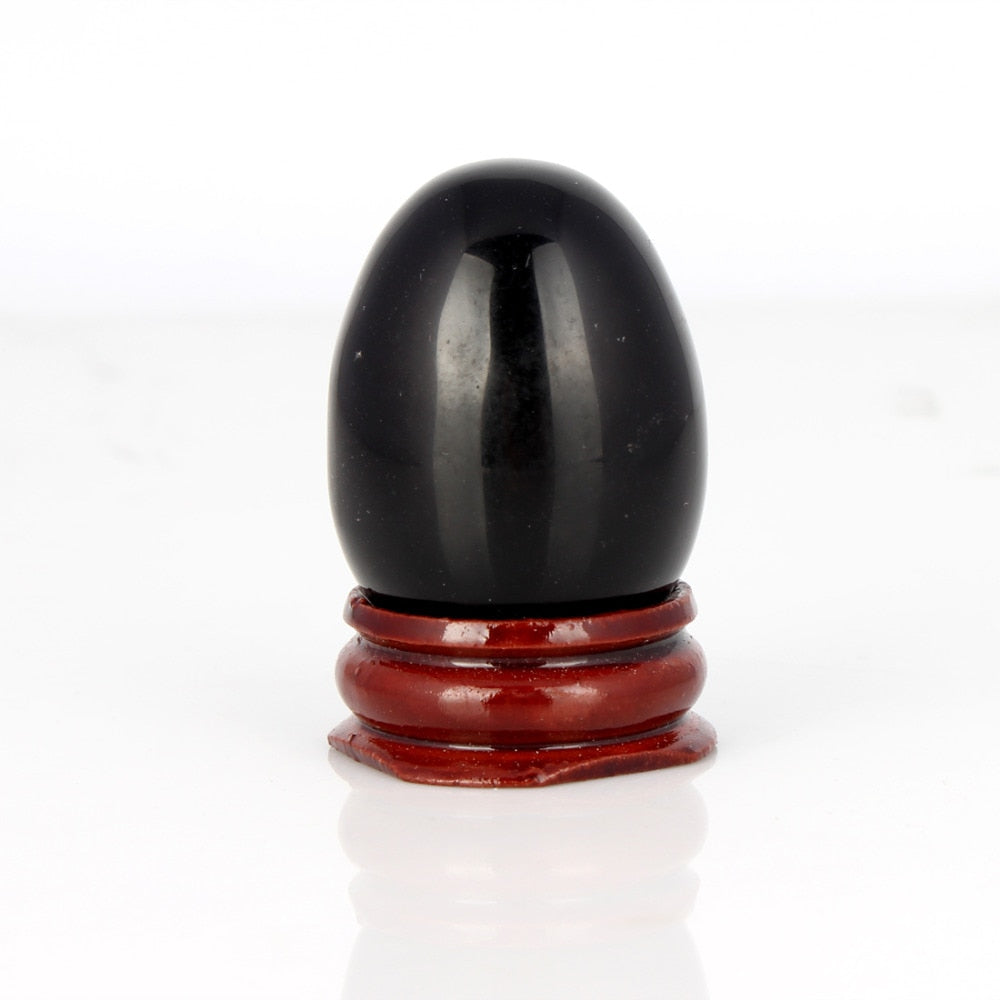 Decor Stone Egg on Wood Stand