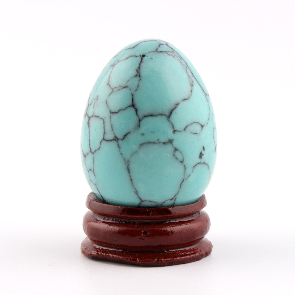 Decor Stone Egg on Wood Stand