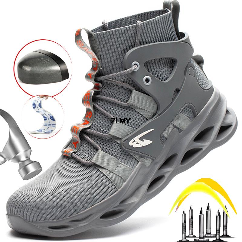 High Top Men Safety Shoes - Grey